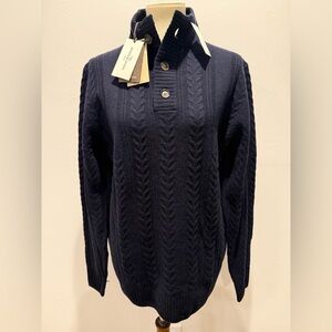NWT! Rodd & Gunn Navy Cable Knit Crewneck Sweater - 100% Extra-fine Lambswool